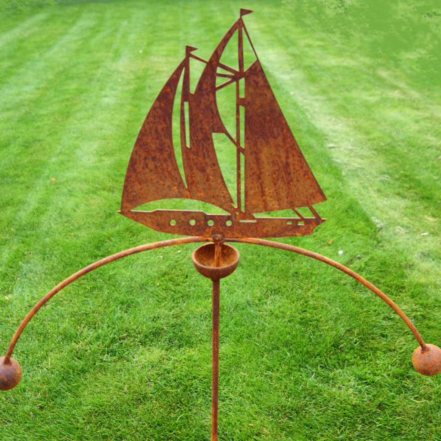 Sailing Boat Double Ball Wind Spinner/Rocker